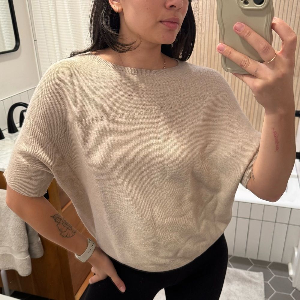 The Reset R Label Pink Wool Short Sleeve Dolman Sweater S